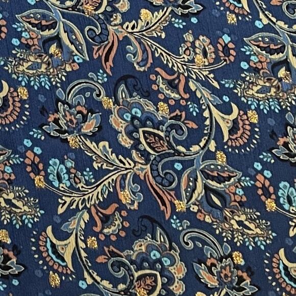 Daniel Rainn Blue Paisley Keyhole Blouse Womens Medium Long Sleeve Career Top - Picture 4 of 10